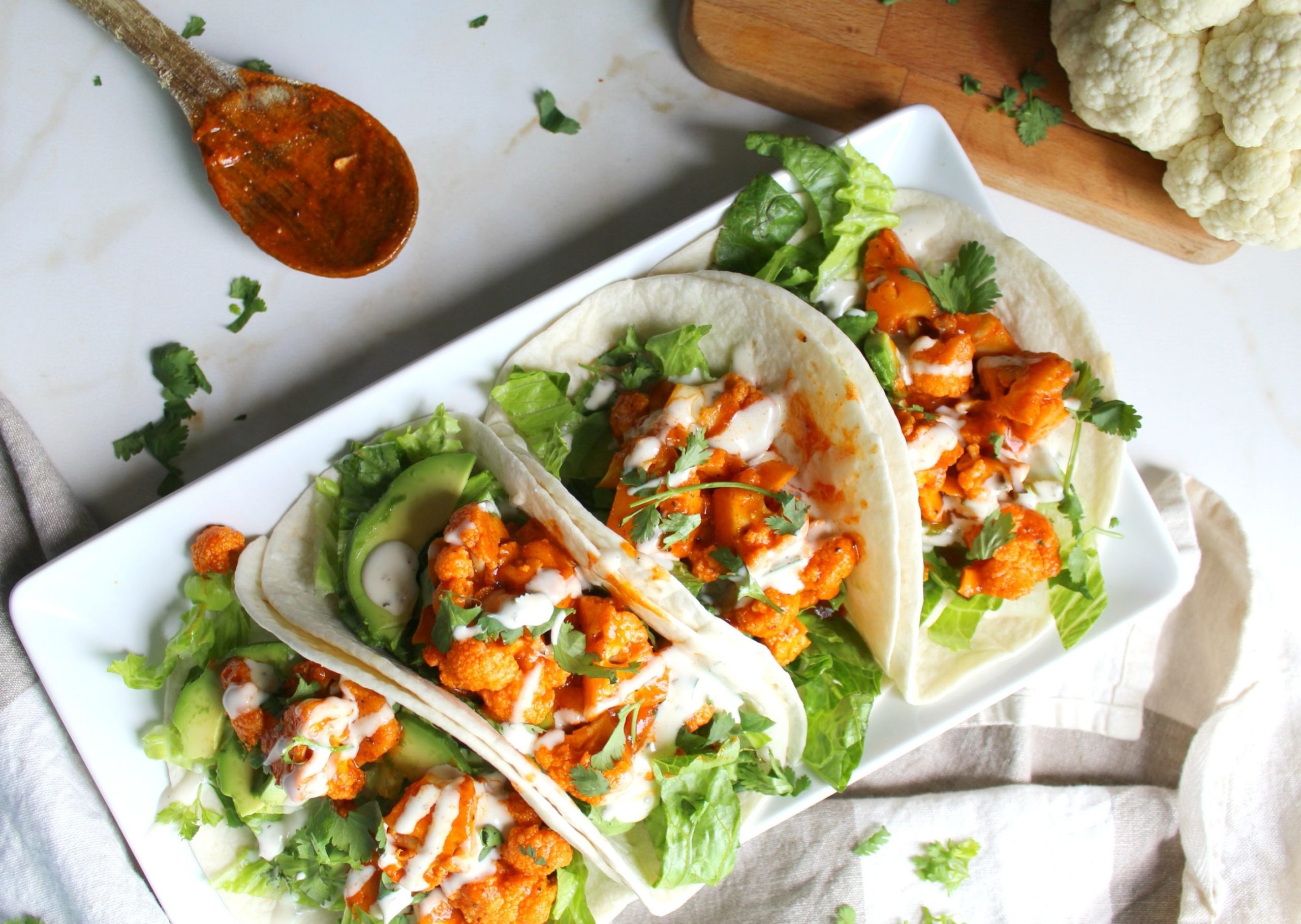 Buffalo Cauliflower Tacos